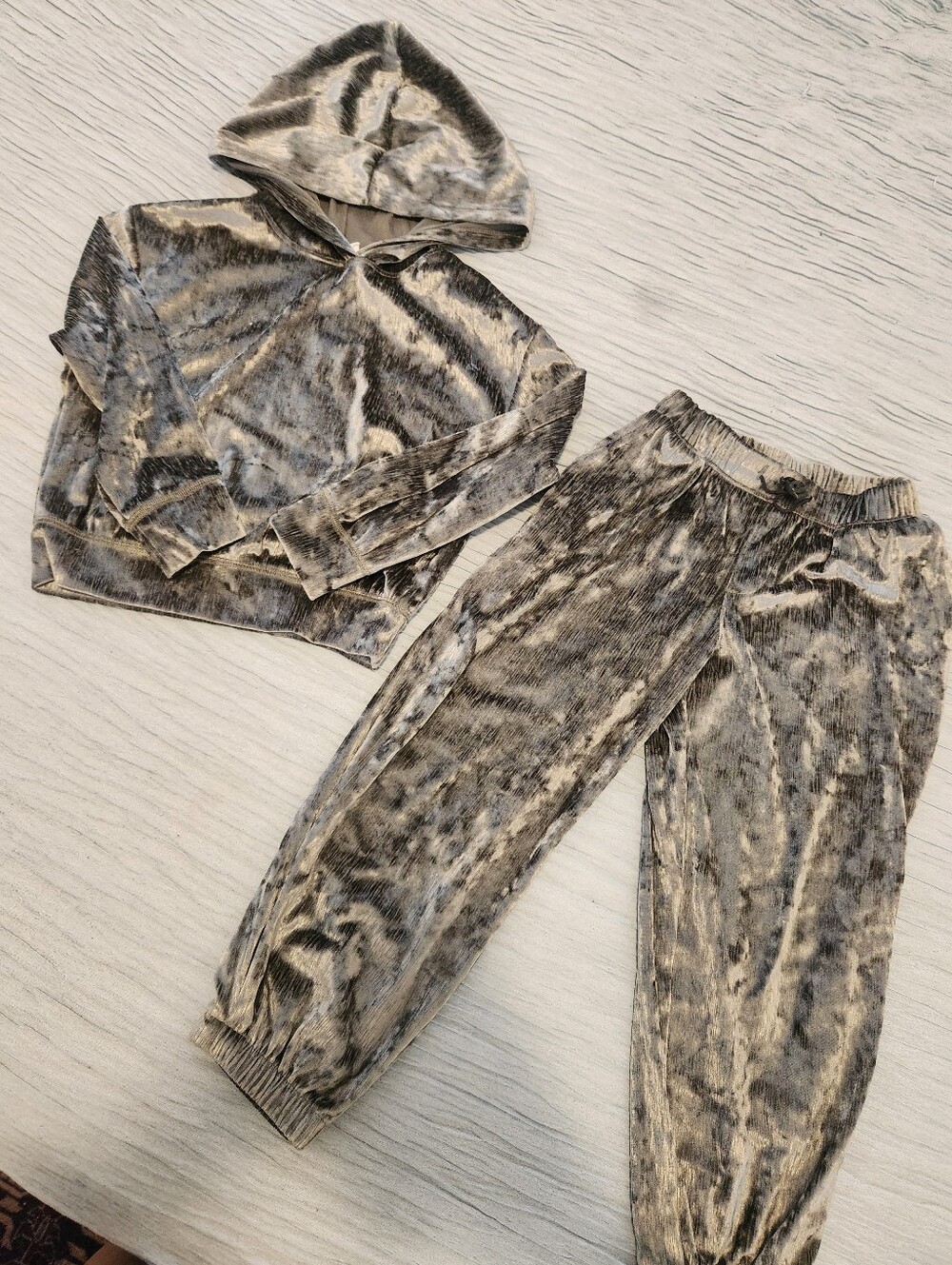 GAP Girls Velvet  Hoodie & Jogger Set - Gray (Army GREEN)